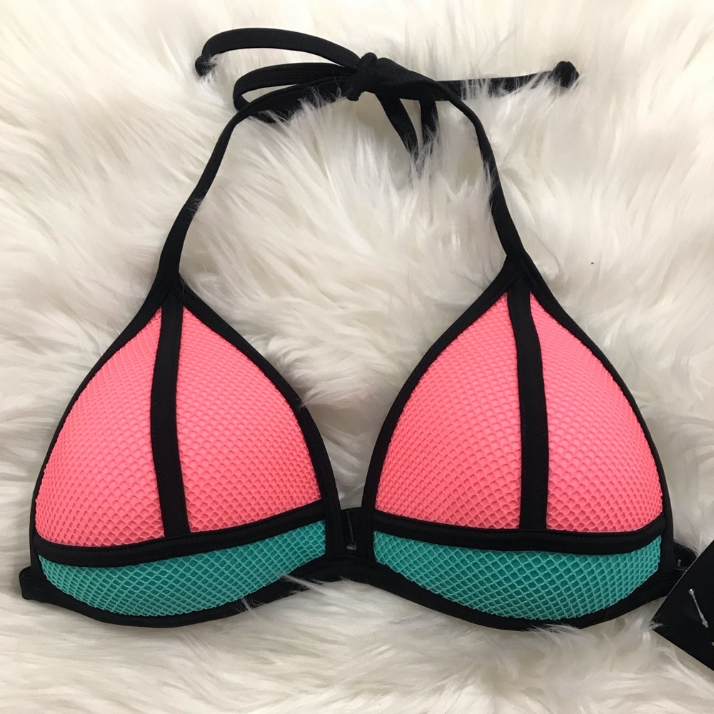 COLORBLOCK MESH SUPPORTIVE BIKINI TOP NWT